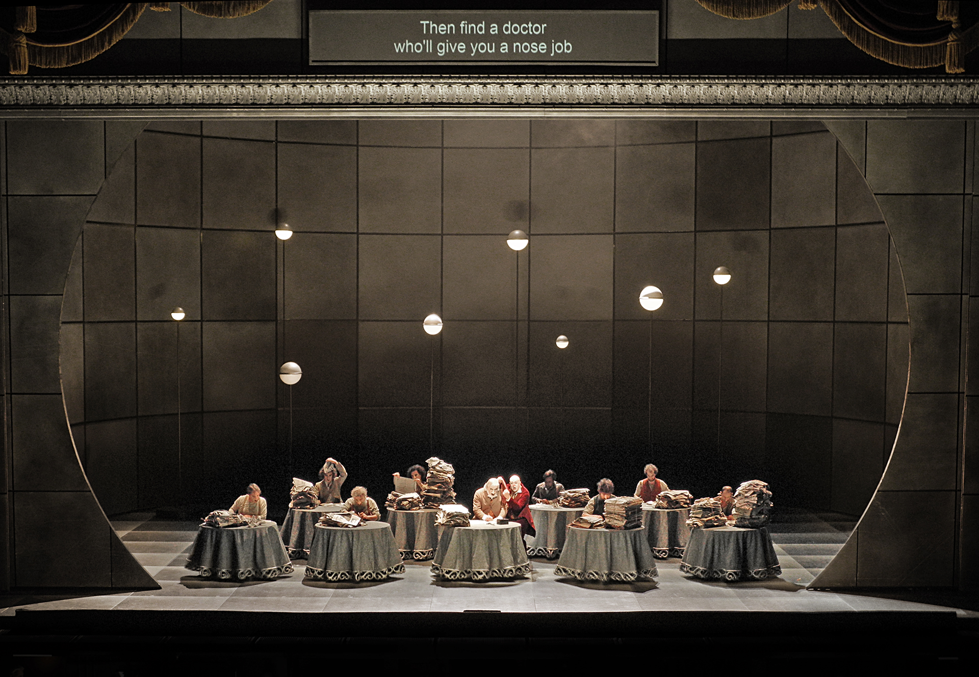 set and light design by Klaus Grünberg for THE NOSE (Dimitrij Schostakovitch), Royal Opera House London, 2016